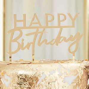 Mix It Up Gold Acrylic Happy Birthday Cake Topper