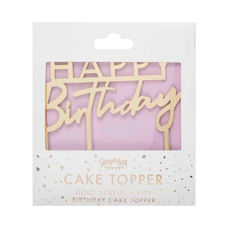 Mix It Up Gold Acrylic Happy Birthday Cake Topper