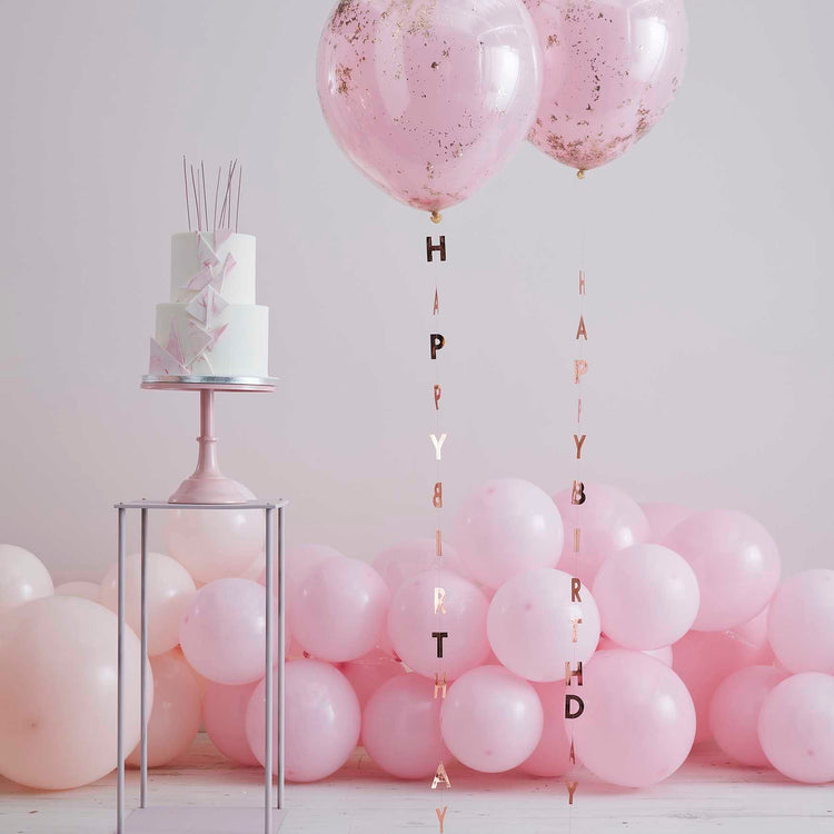 Mix It Up Balloon Tail Happy Birthday Rose Gold Pack of 5