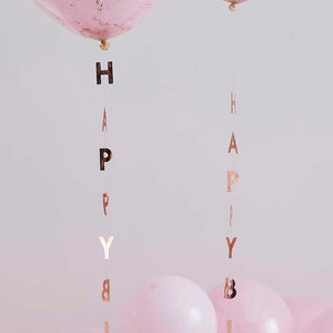 Mix It Up Balloon Tail Happy Birthday Rose Gold Pack of 5