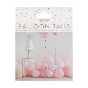 Mix It Up Balloon Tail Happy Birthday Rose Gold Pack of 5