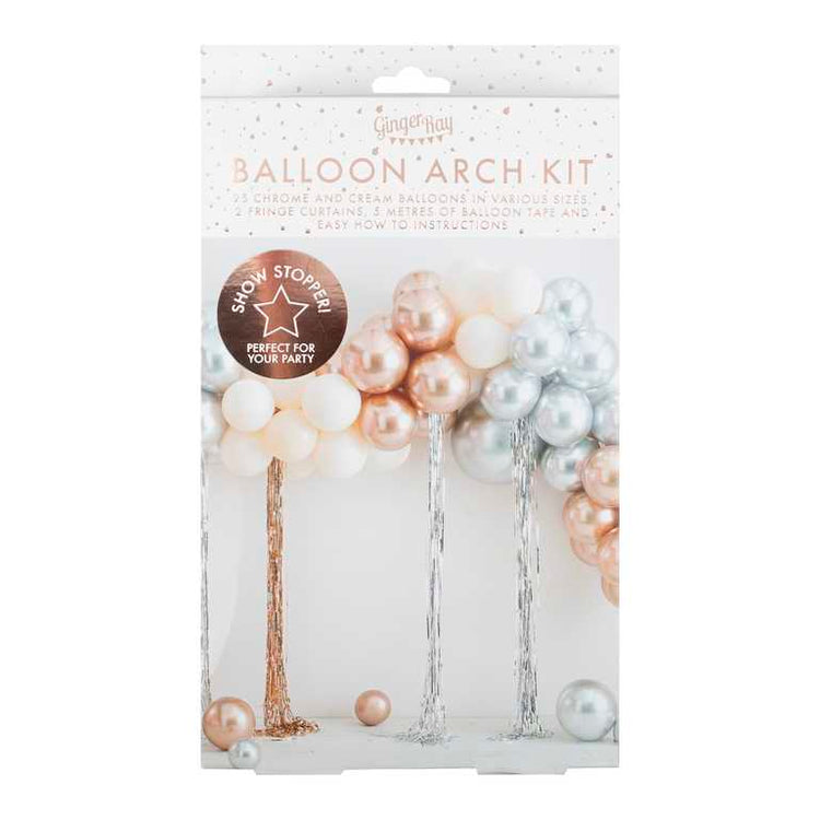 Mix It Up Balloon Arch mixed Metallic Balloon Arch With Fringe Curtain Pack of 97