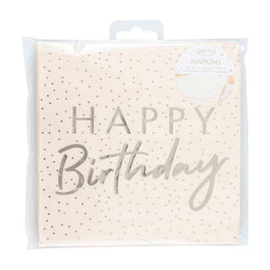 Mix It Up Napkins Happy Birthday Ditsy Dot Peach Foiled Pack of 16