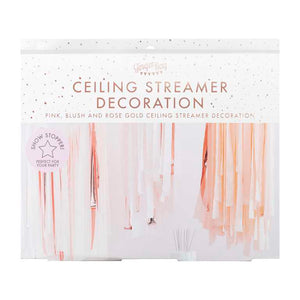 Mix It Up Streamer Ceiling Kit Pink Blush & Rose Gold