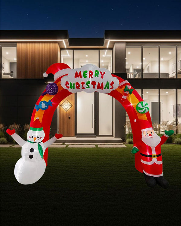 Merry Christmas Santa Snowman Arch Lawn Inflatable 2.7m