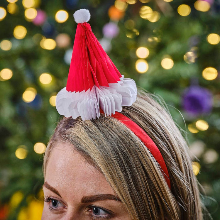 Merry Little Christmas Honeycomb Santa Headband