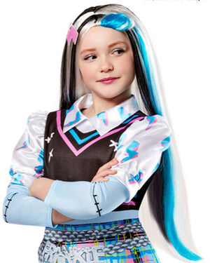 Monster High Frankie Stein White Blue and Black Kids Wig