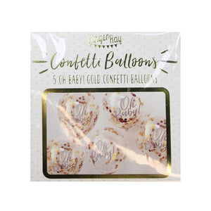 Oh Baby! Balloons 12in/30cm Confetti Gold Oh Baby! Pack of 5
