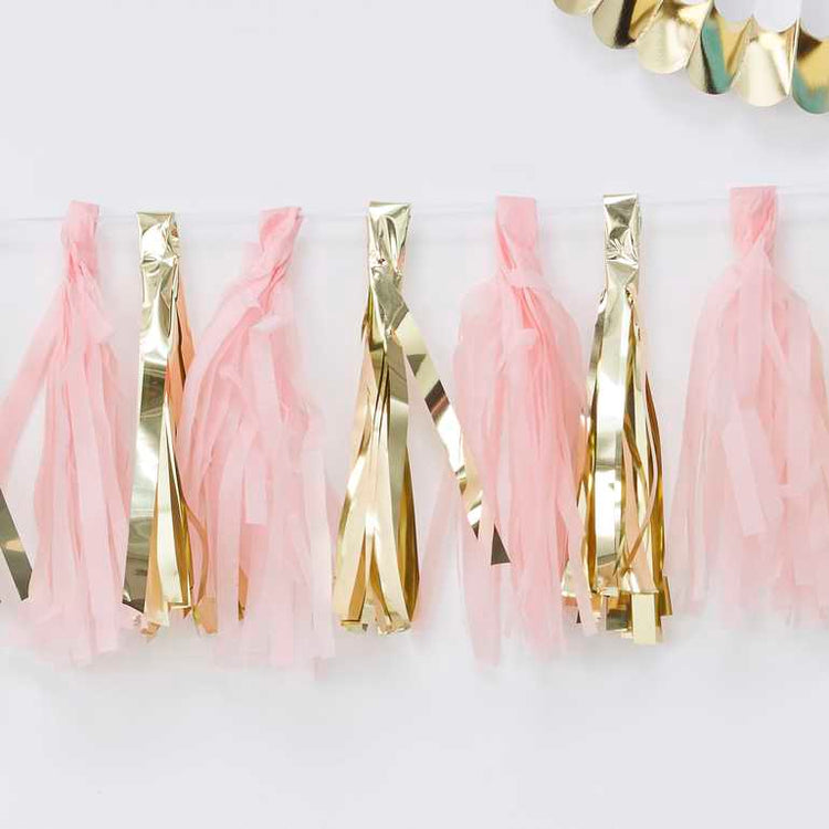 Oh Baby! Tassel Garland Pink & Gold Pack of 16