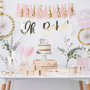 Oh Baby! Tassel Garland Pink & Gold Pack of 16
