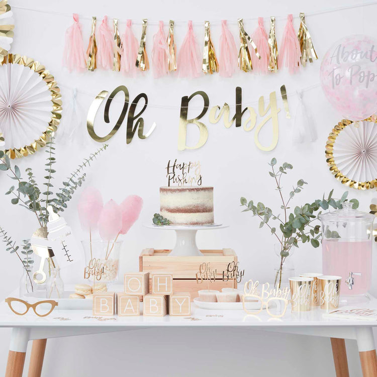 Oh Baby! Tassel Garland Pink & Gold Pack of 16