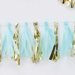 Oh Baby! Tassel Garland Blue & Gold Pack of 16