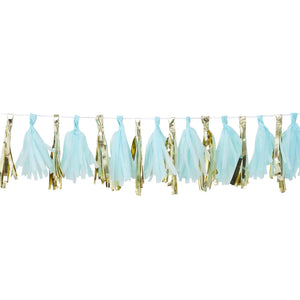 Oh Baby! Tassel Garland Blue & Gold Pack of 16