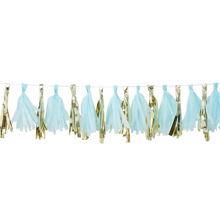 Oh Baby! Tassel Garland Blue & Gold Pack of 16