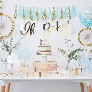 Oh Baby! Tassel Garland Blue & Gold Pack of 16