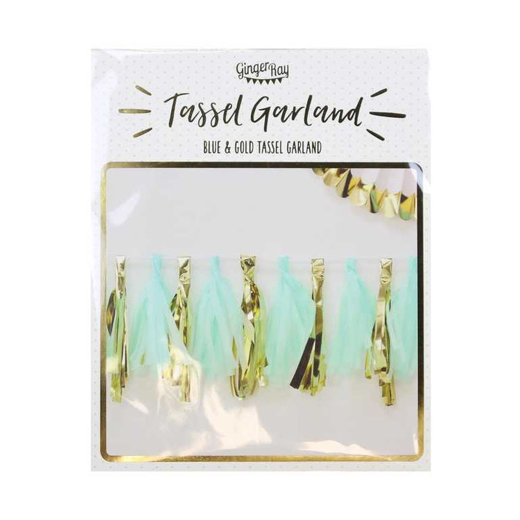 Oh Baby! Tassel Garland Blue & Gold Pack of 16