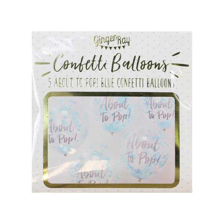 Oh Baby! Balloons 12in/30cm Confetti Blue About To Pop Pack of 5