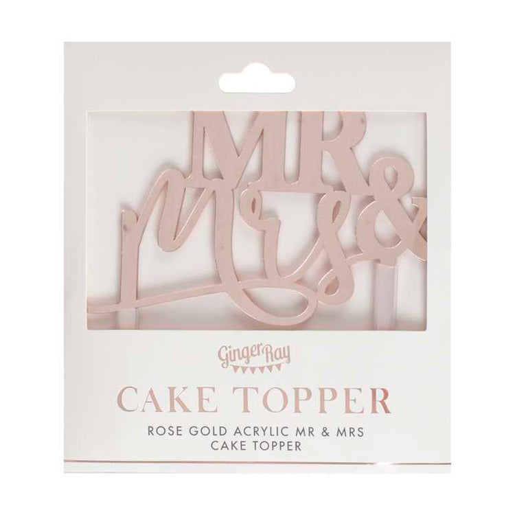 A Touch of Pampas Cake Topper Mr and Mrs Rose Gold Acrylic