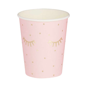 Pamper Party Gold Foiled and Pink Sleepy Eyes 266ml Paper Cups Pack of 8