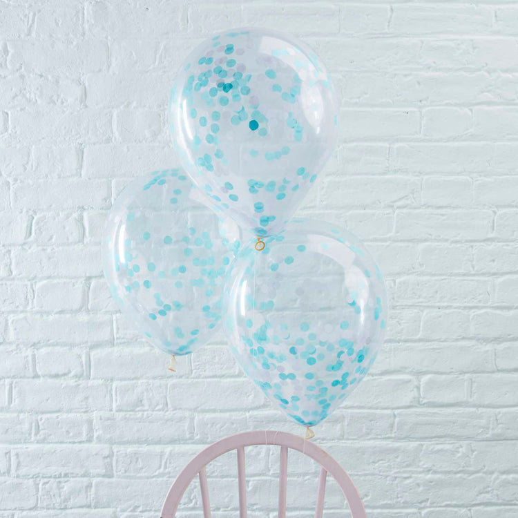 Pick & Mix Balloons Confetti Blue Pack of 5