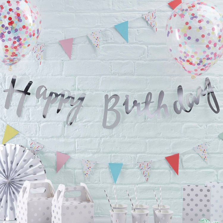 Pick & Mix Bunting - Happy Birthday - Silver