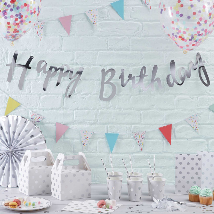 Pick & Mix Bunting - Happy Birthday - Silver