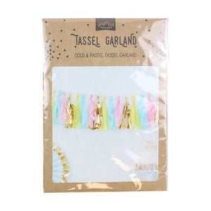 Pick & Mix Tassel Garland Pastel & Gold Pack of 18