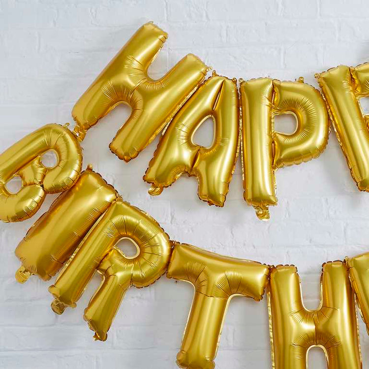 Pick & Mix Happy Birthday Balloon Bunting - Gold Pack of 14