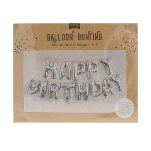 Pick & Mix Happy Birthday Balloon Bunting - Silver Pack of 14