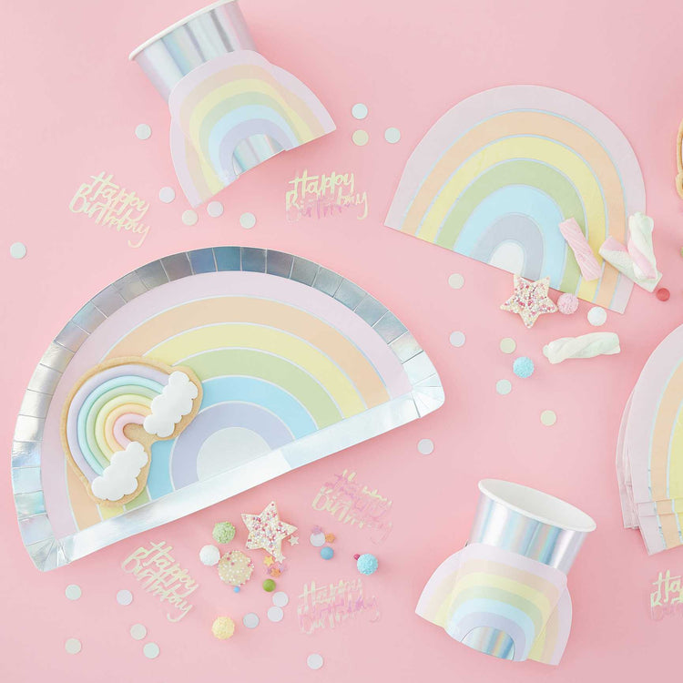 Pastel Party 28cm Rainbow Paper Plates Pack of 8