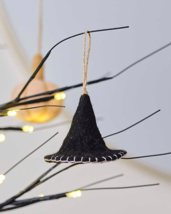 Pumpkin Spice Felt Witches Hat Tree Decoration