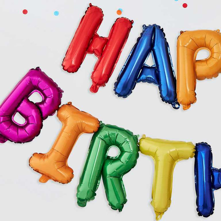 Over The Rainbow Balloon Happy Birthday Pack of 14