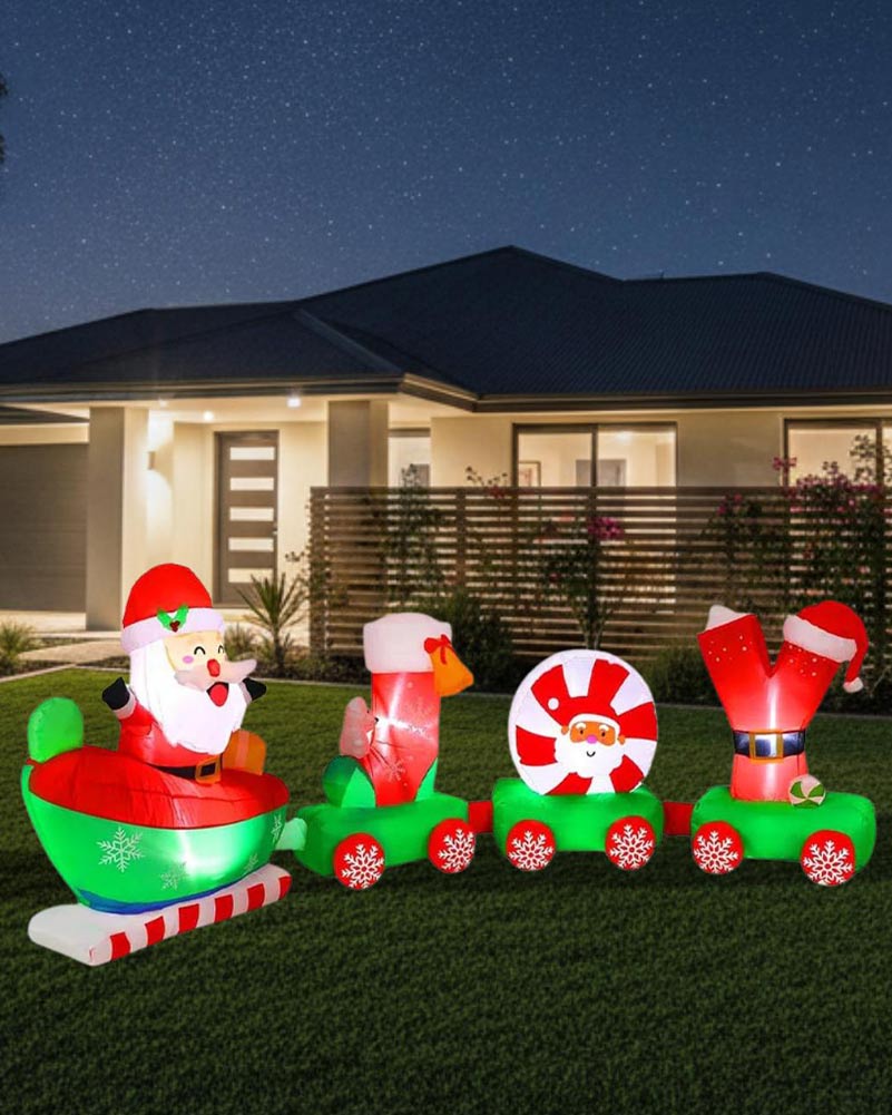 Santa Train Carts Christmas Lawn Inflatable 1.2m