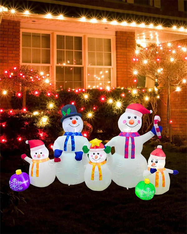 Snowmen with Baubles Christmas Lawn Inflatable 2.4m