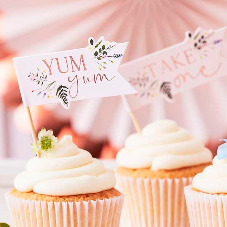 Lets Par Tea Floral Food Picks Pack of 12