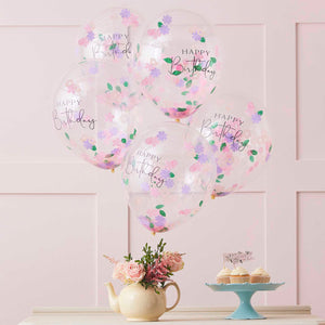 Lets ParTea 30cm Balloons Confetti Happy Birthday Pack of 5