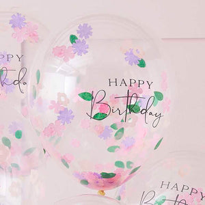 Lets ParTea 30cm Balloons Confetti Happy Birthday Pack of 5