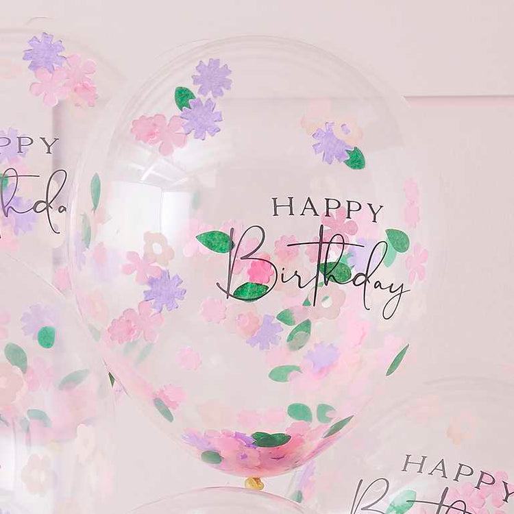 Lets ParTea 30cm Balloons Confetti Happy Birthday Pack of 5