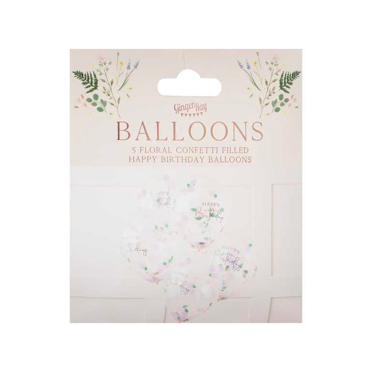 Lets ParTea 30cm Balloons Confetti Happy Birthday Pack of 5