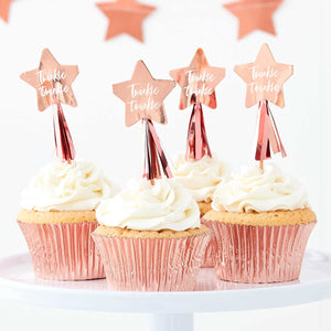 Twinkle Twinkle Cupcake Toppers - Rose Gold Pack of 8