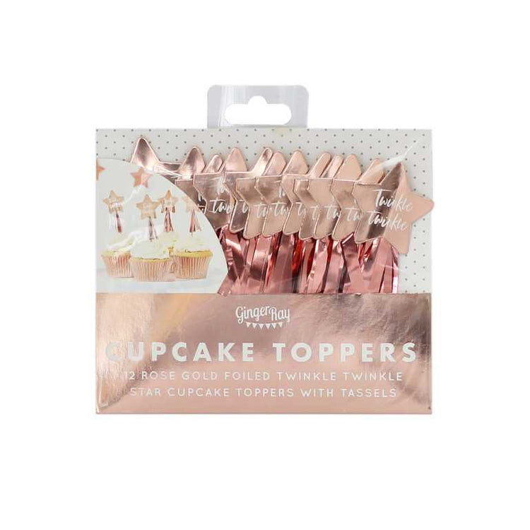 Twinkle Twinkle Cupcake Toppers - Rose Gold Pack of 8