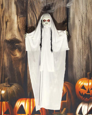 Hanging White Skeleton Animated Decoration 90cm