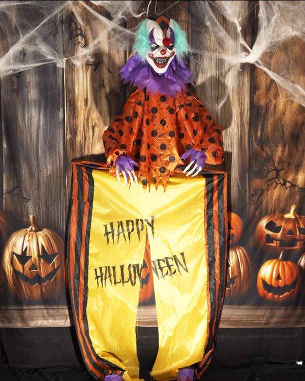 Hanging Clown Curtain Animated Decoration 2.8m