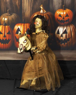 Animated Zombie Girl On Horse 1m
