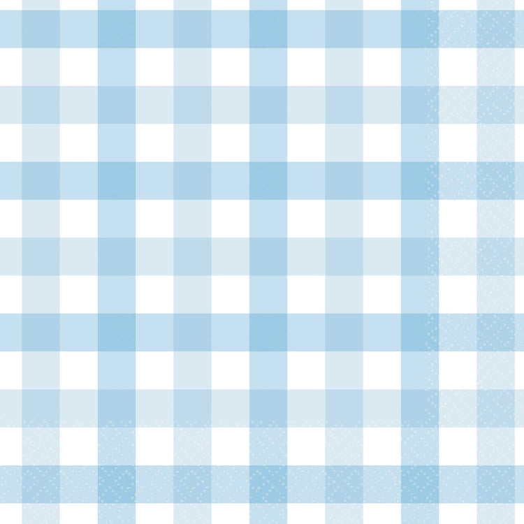 Gingham Lunch Napkin FSC Pastel Blue