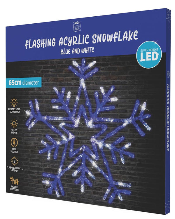 Flash Acrylic Christmas LED Snowflake 65cm