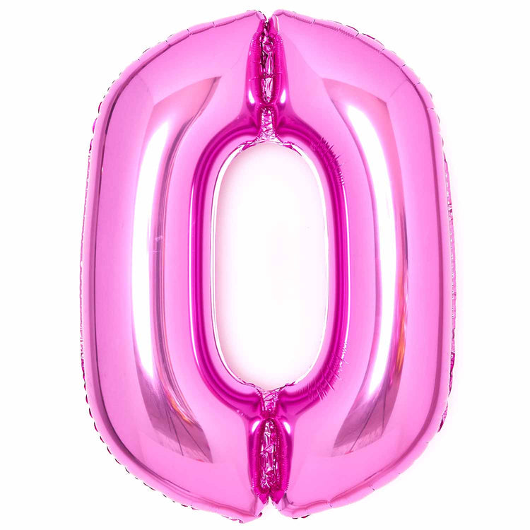 Large Number 0 Pink Foil Balloon 64cm w x 90cm h