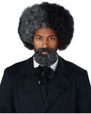 Black and Grey Afro Wig and Goatee