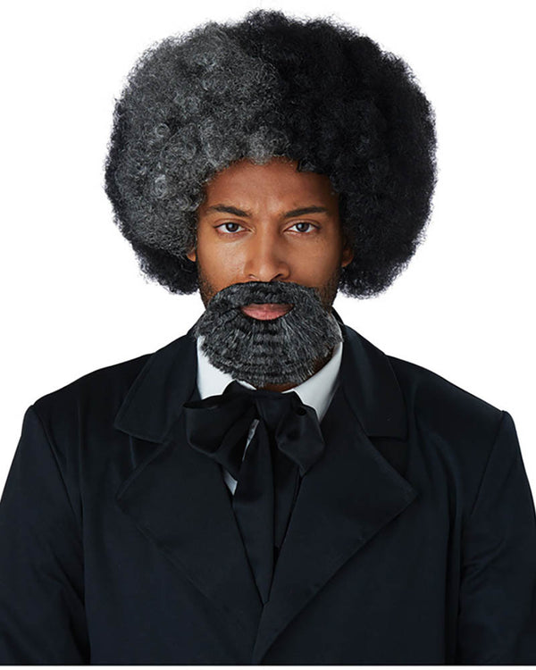 Black and Grey Afro Wig and Goatee