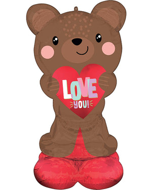 AirLoonz Satin Brown Love You Bear 12m Foil Balloon